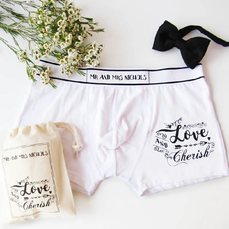 Love And Cherish, Personalised Men's Pants, boxer shorts