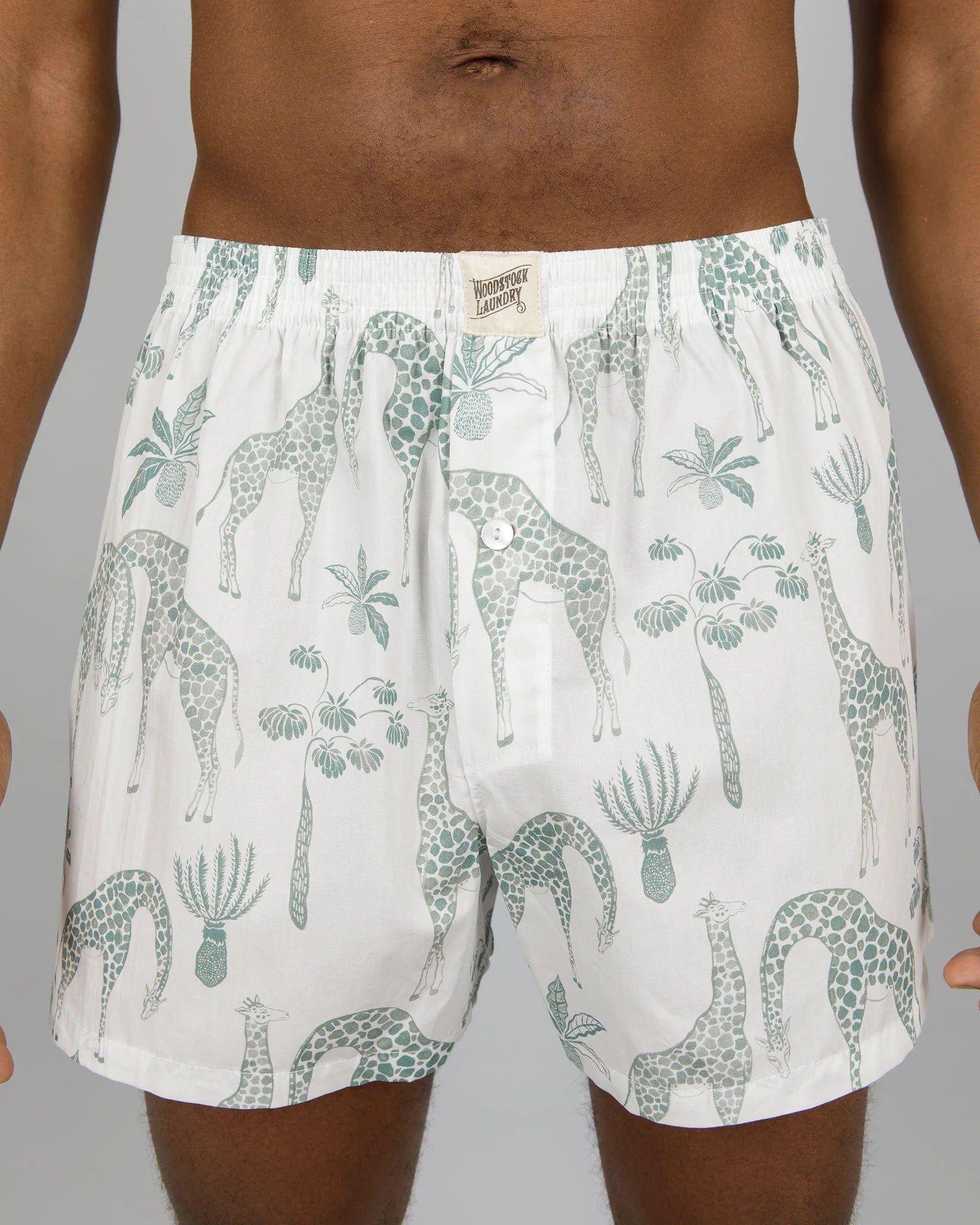 Mens Boxer Shorts - Green Giraffes