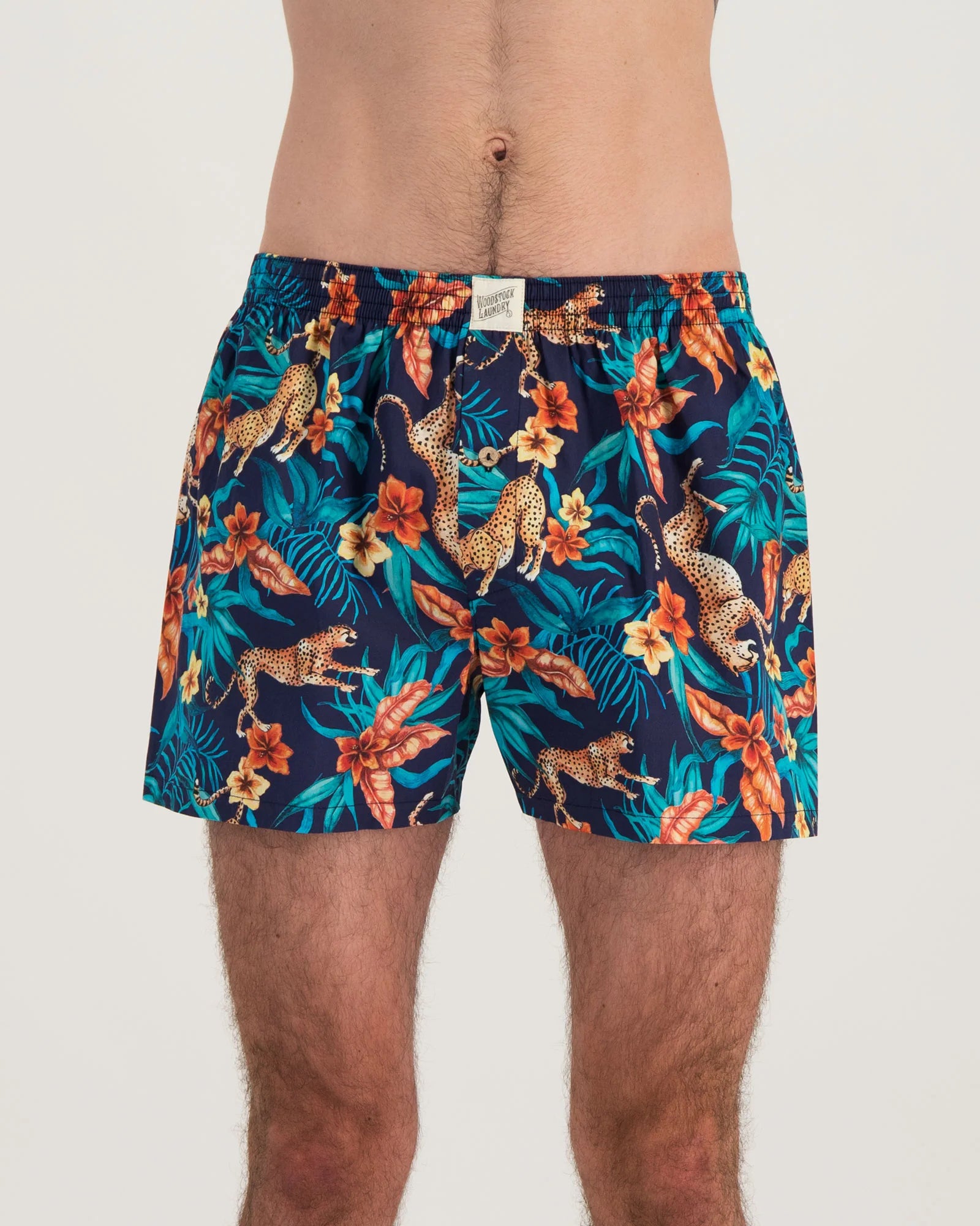 Mens Boxer Shorts - Jungle Cheetah Navy