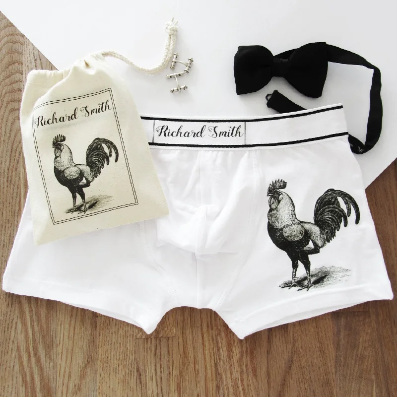 Cockerel Print, Personalised Men's Boxer Briefs