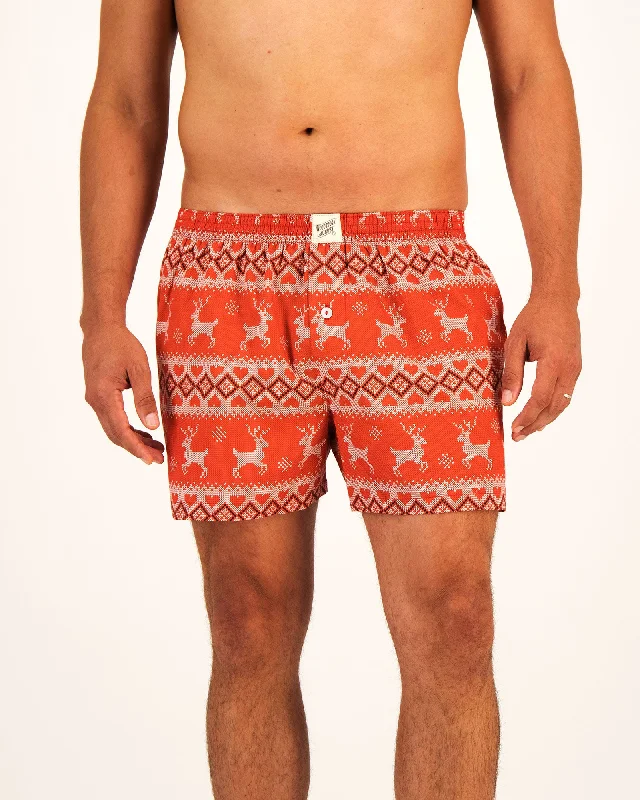 Mens Boxer Shorts - Christmas Red