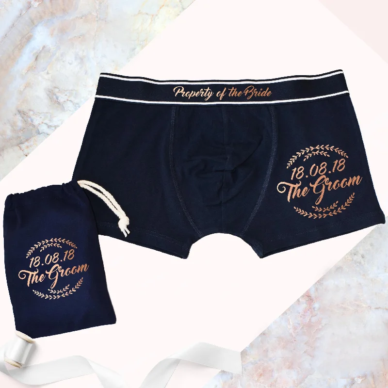 Groom's Wreath, Property Of The Bride, Wedding Date Boxers