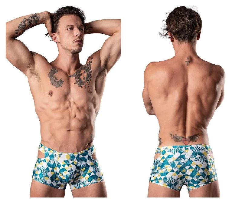 Male Power 141-292 Cut It Out Cut Out Mini Short Color Blue-Green-White