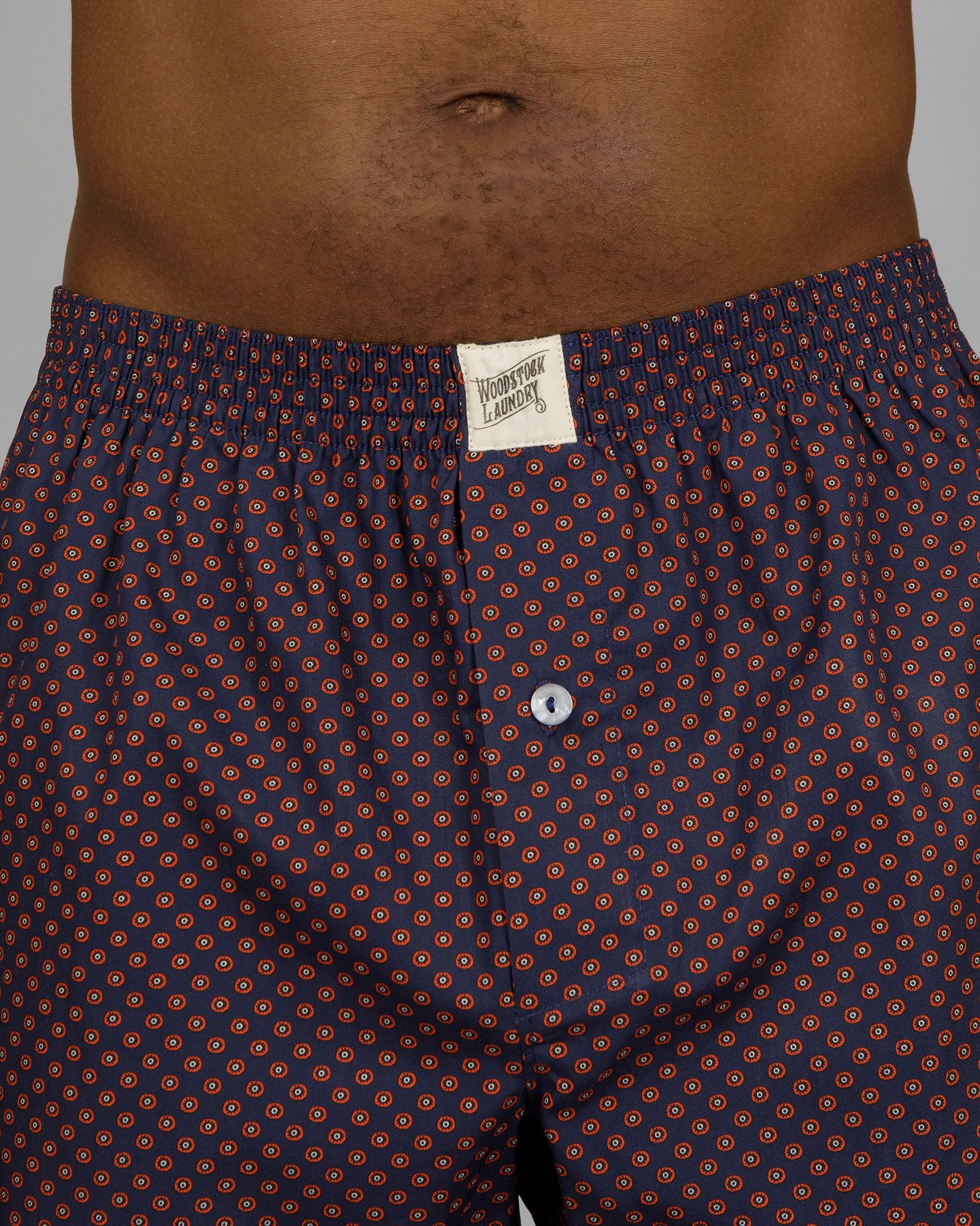 Mens Boxer Shorts - Poppy Circles Navy