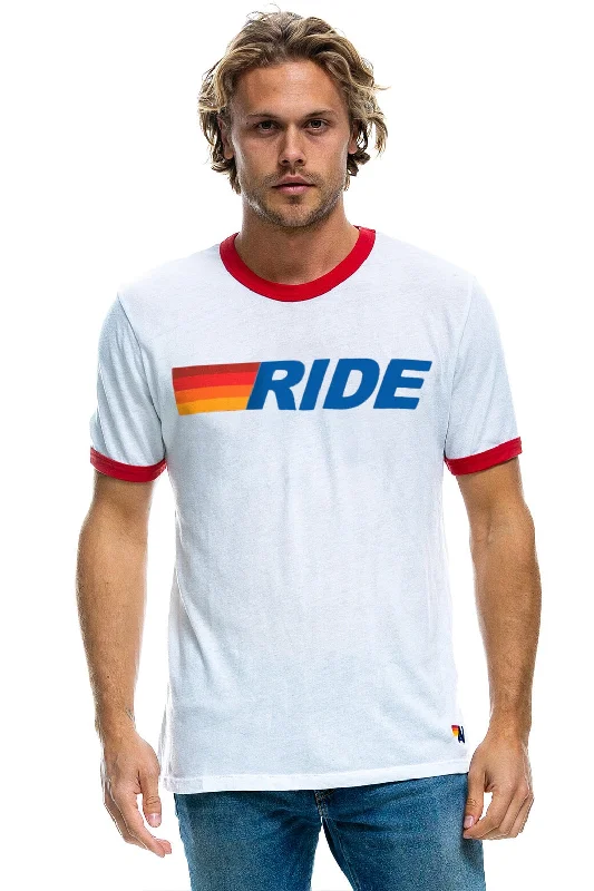 RIDE LOGO RINGER TEE - WHITE // RED