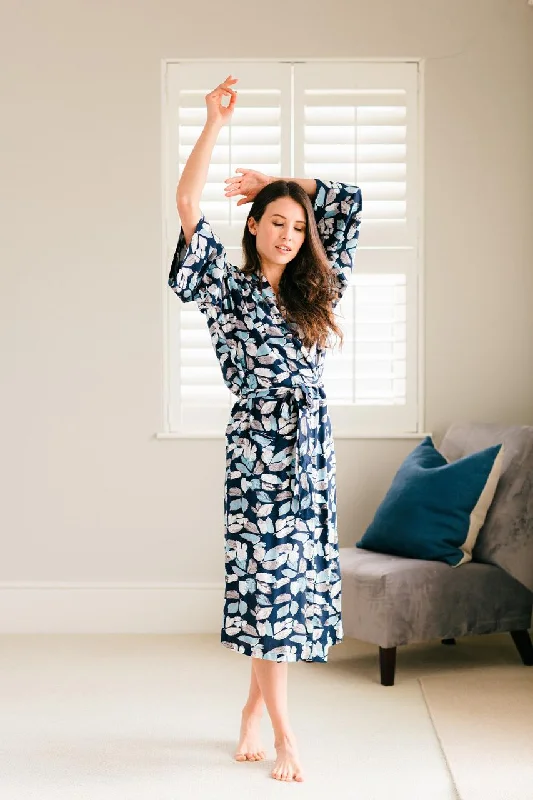 Blissful Blues | Kimono | Navy Leaf