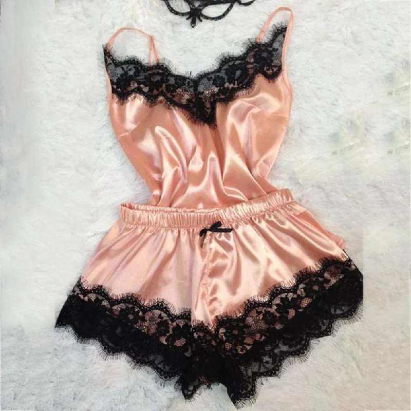 Vibrant Satin Lace Cami set