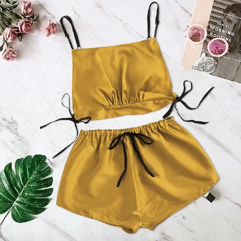 Bowknot Satin Camisole top Shorts