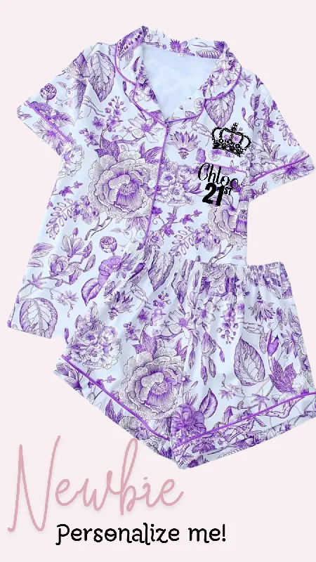 Floral Shirt Pjs | Purple