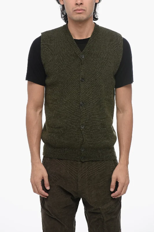 Golden Goose V Neck Buttoned Wool Vest