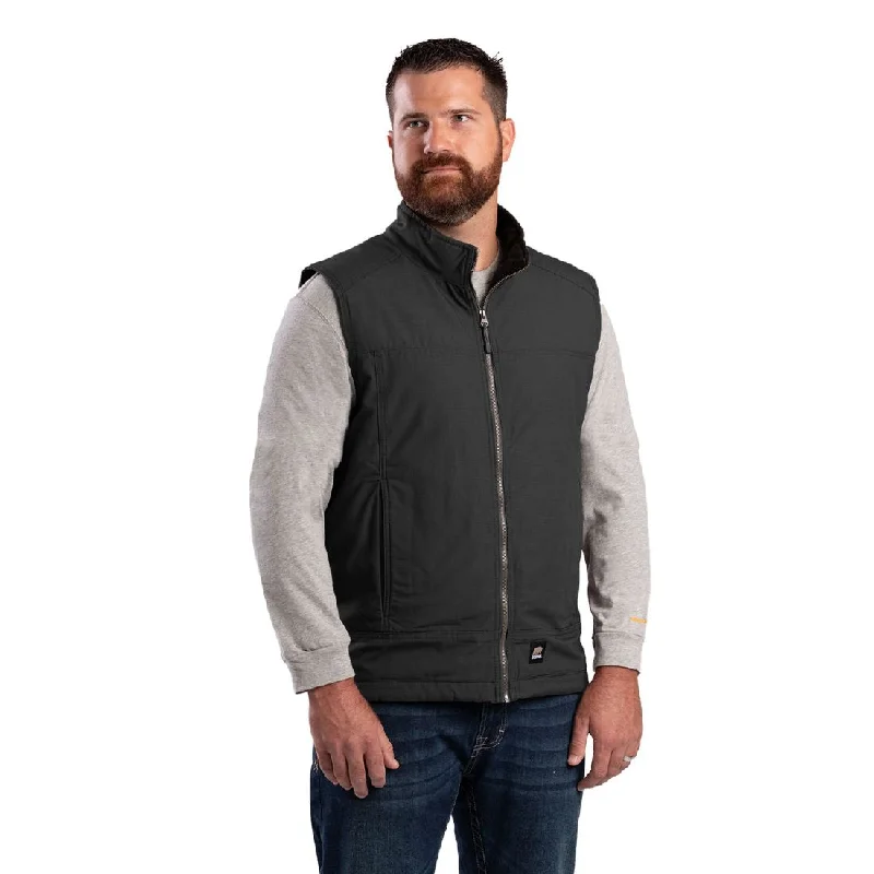 Berne Heartland Fleece-Lined Ripstop Men's Work Vest V817 - Black