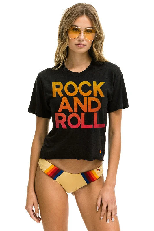 ROCK & ROLL FADE BOYFRIEND TEE - CHARCOAL