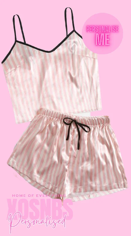 Stripe Satin Cami Set