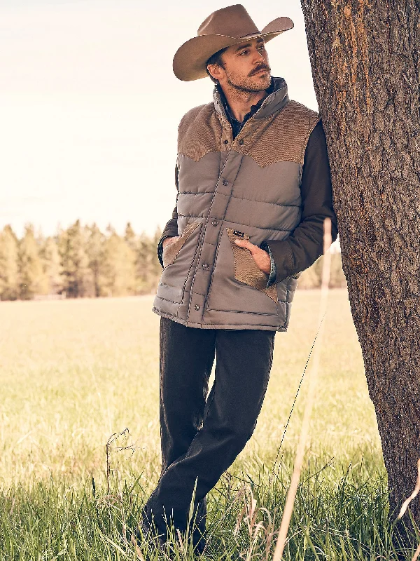 Men's Corduroy Yoke Puffer Vest - Fence Post