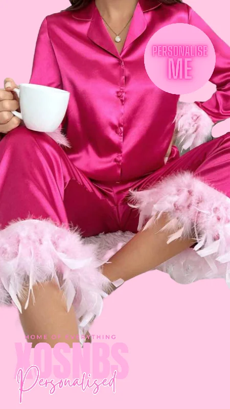 Feather Satin Shirt Pjs