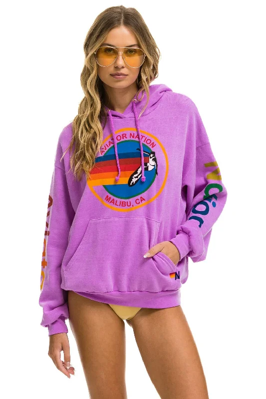 AVIATOR NATION MALIBU RELAXED PULLOVER HOODIE - NEON PURPLE