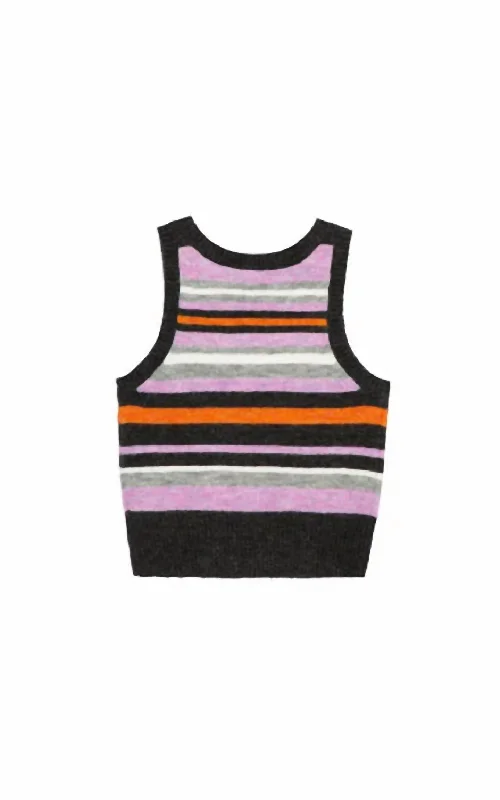 Girl's Striped Sweater Vest In Multi