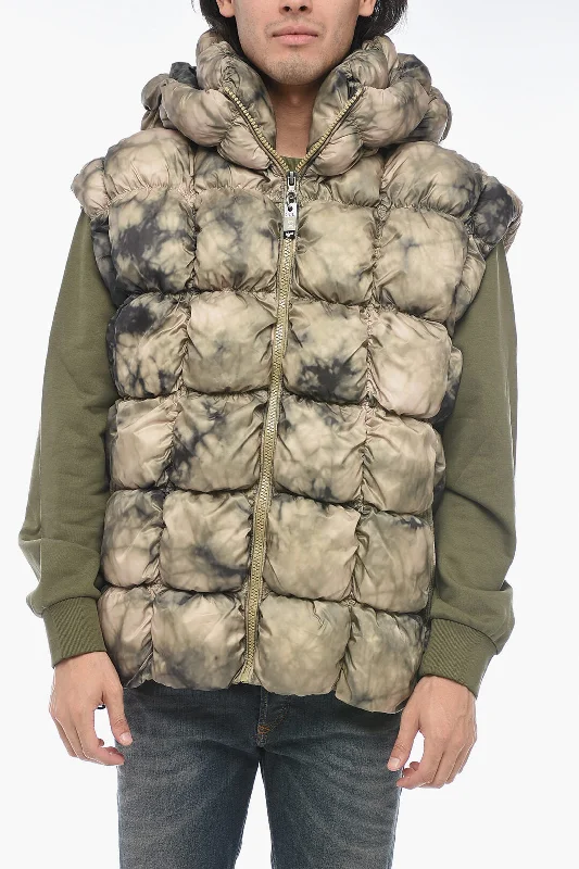 Diesel Quilted W-RALLE-SL Vest with Tie-Dye Print