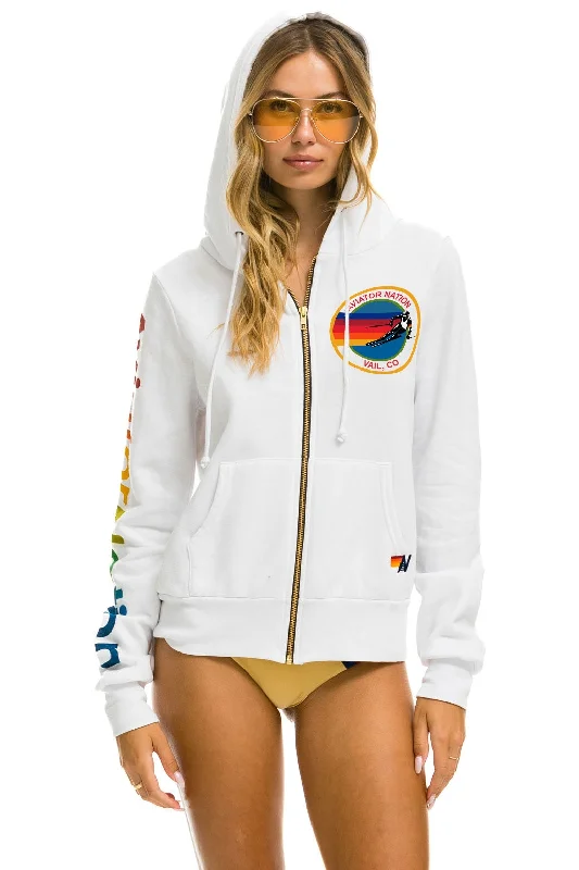 AVIATOR NATION VAIL ZIP HOODIE - WHITE