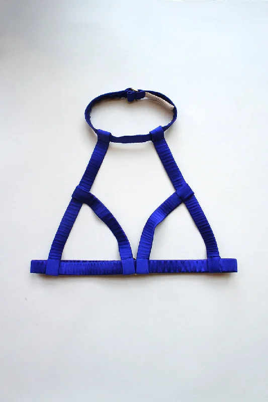 Elektra Caged Bralette Blue Silk