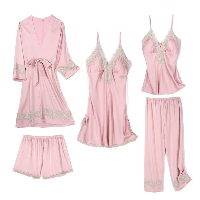 Five-pieces Lace nightwear sets