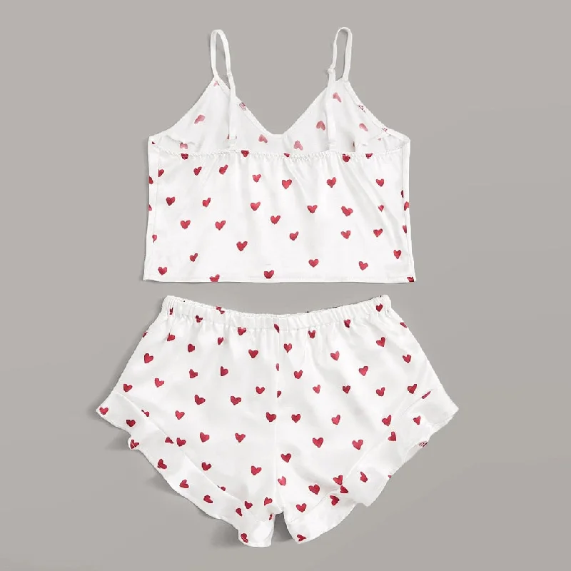 Ruffle Red Heart Cami set