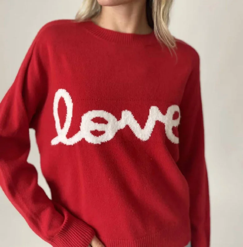 Love Graphic Sweater In Red