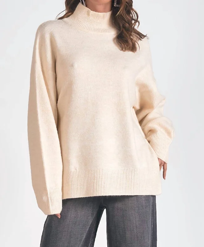 Mock Neck Sweater In Ivory