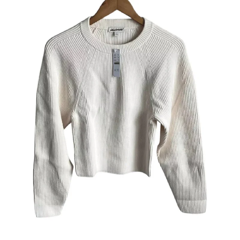 Women's Raglan Fitted-Waist Crewneck Sweater In Ivory