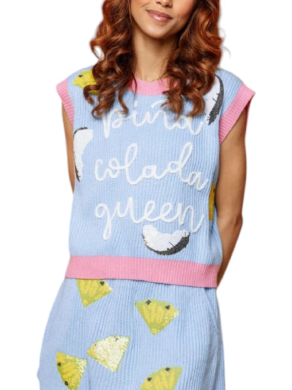 Pina Colada Sweater Vest In Blue