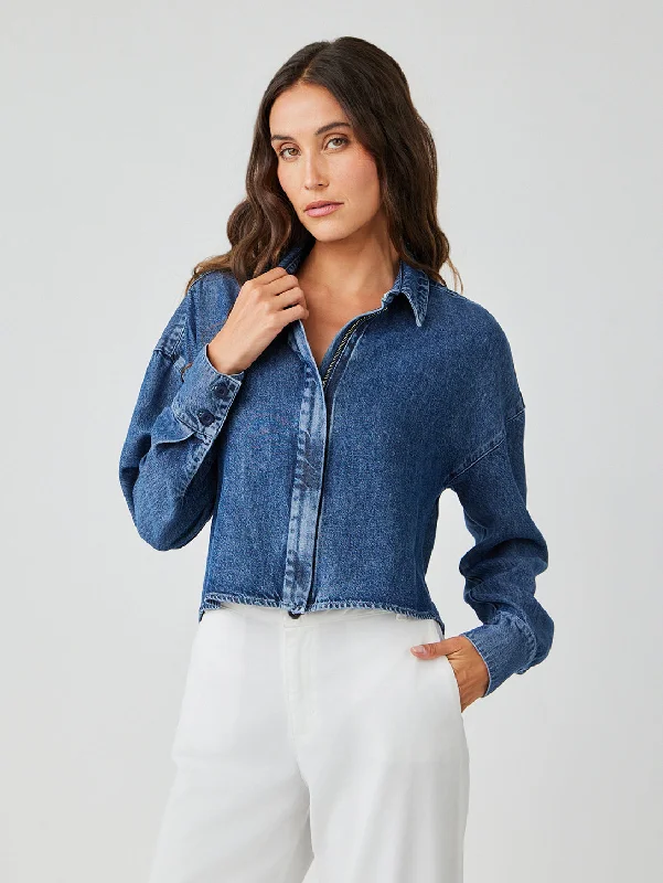 Oversized Cropped Shacket - Horizon Wash