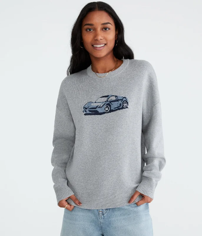 Aeropostale Sports Car Oversized Crew Sweater