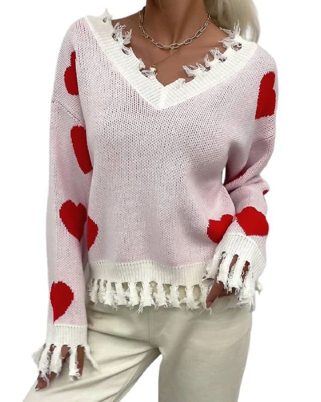 Touch My Heart Sweater In Red