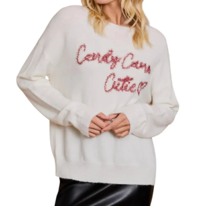 Candy Cane Cutie Sweater In Cream