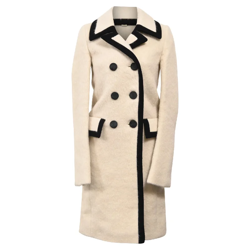 Balenciaga Runway Double Breasted Long Sailor Coat in Cream Virgin Wool