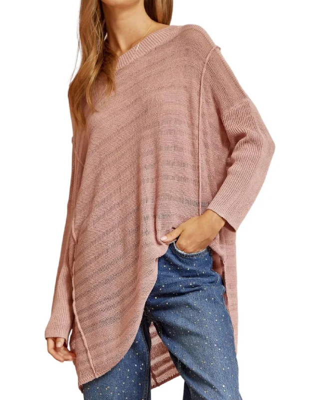 It's Worth It Tunic Sweater In Dusty Mauve