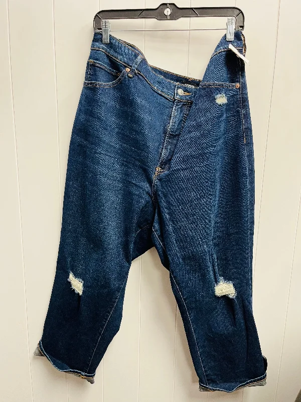 Jeans Cropped By Express In Blue Denim, Size: 18