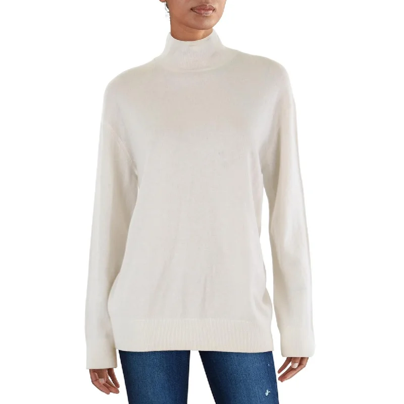 Weekend Womens Ribbed Trim Long Sleeve Mock Turtleneck Sweater