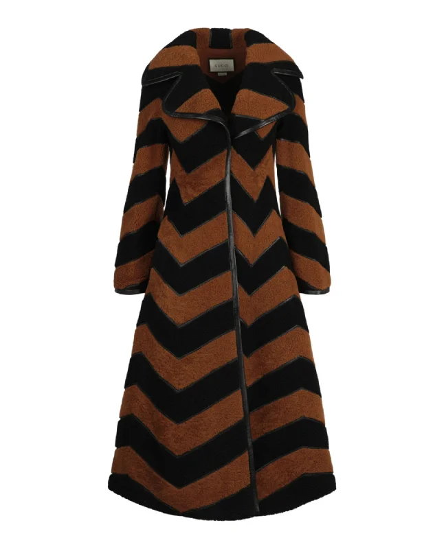 Chevron Fur Coat