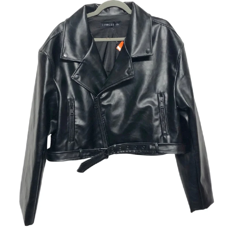 Jacket Moto By Clothes Mentor In Black, Size:L