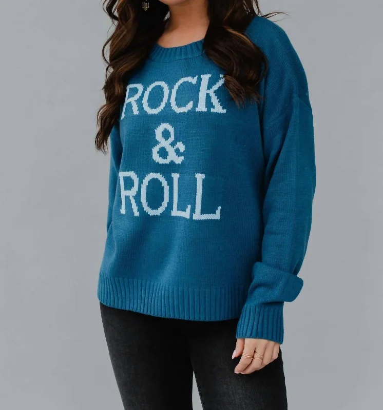 Rock & Roll Sweater In Blue & White