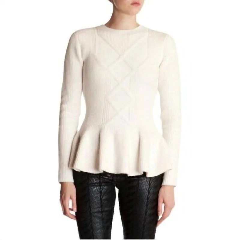 Ohavia Soft Cotton Wool Peplum Sweater In Ivory