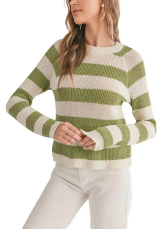 Striped Sweater In Ivory/green