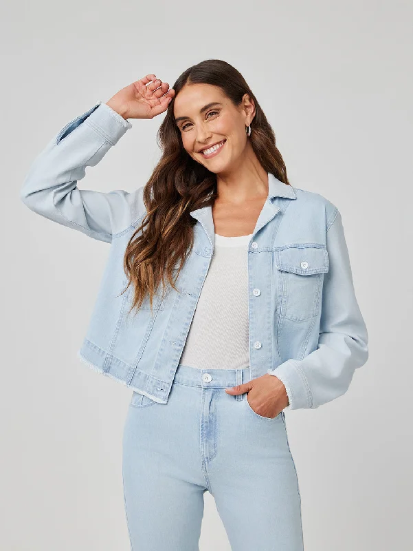 Coco Frayed Mix Denim Jacket - Tidal Wash Spray