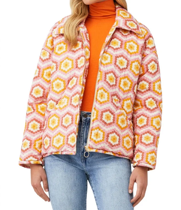 Powder Puffed Jacket In Honeycomb Daisy