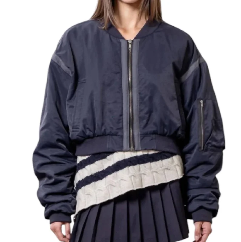 City Girl Bomber Jacket In Navy