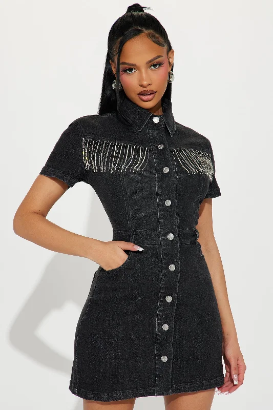 Kourt Embellished Mini Dress - Black