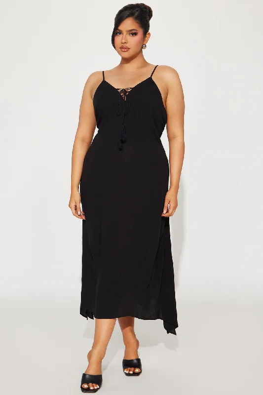 Lace Up Cami Maxi Dress 11- Black