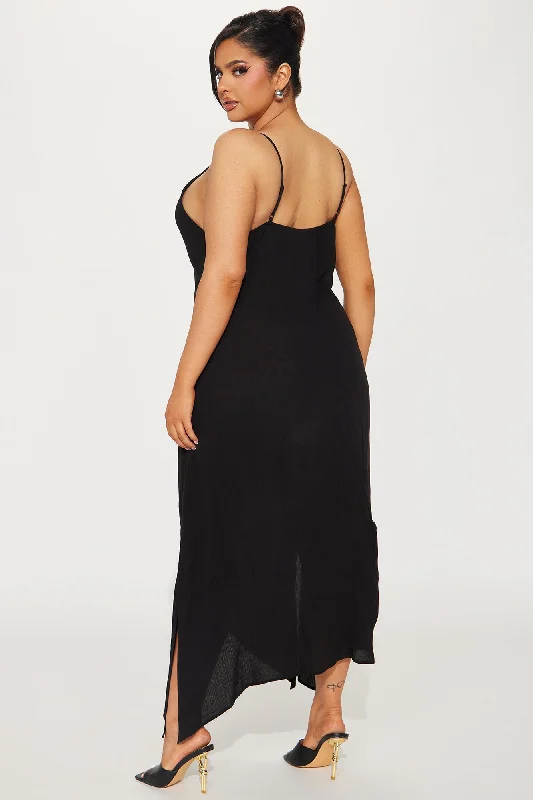 Lace Up Cami Maxi Dress 11- Black