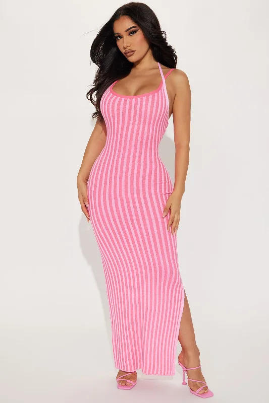 Rosana Ribbed Maxi Dress - Pink